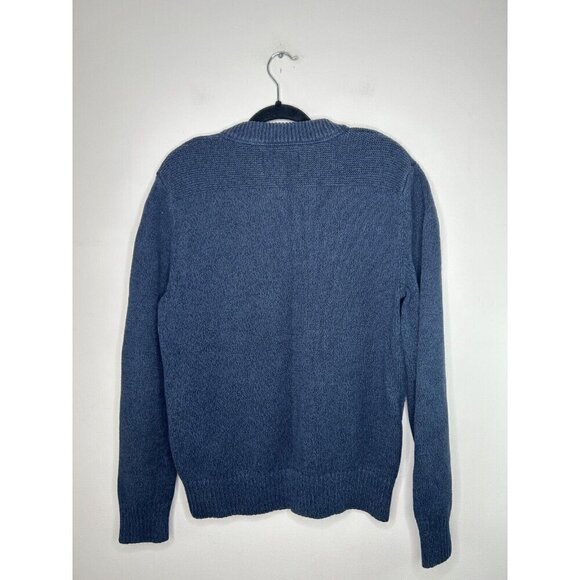 Eddie Bauer Sweater Men's Blue Tight Knit Button Cotton 90s Vintage Size Large - Picture 5 of 10